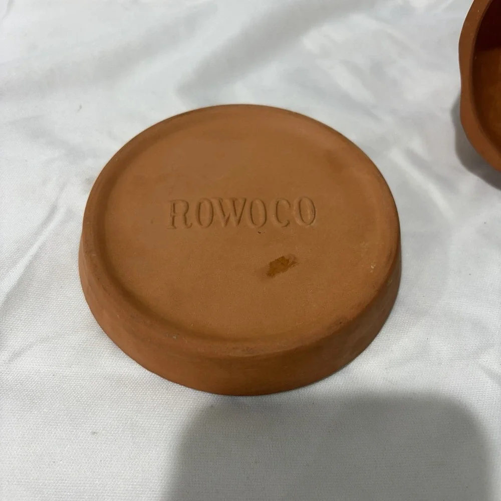 Rowoco Terra Cotta Garlic Roaster Baker Cooker‎ & Keeper Storage Set Vintage